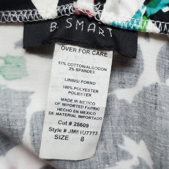 B. Smart Abstract Watercolor Floral Sweetheart V-neck Pin-up A-line Mini Dress - Picture 14 of 14